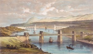 De Britannia Buisbrug, Menai Straat, Wales, c1850 door Unbekannt