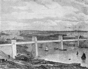 De Britannia-buisbrug over de Menai Strait, 1850..., 1901