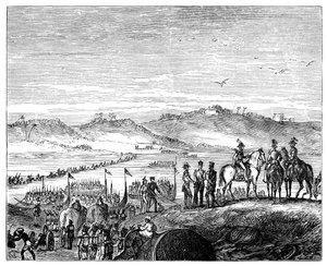 Het Britse leger steekt de Sutlej-rivier over, India, 19e eeuw, 1900 door Unbekannt