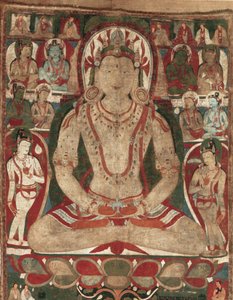 De Boeddha Amitayus Bijgestaan door Bodhisattva