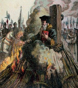 De verbranding van Cranmer, 1556, ca. 1850 door Unbekannt