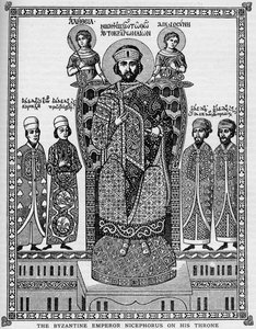 De Byzantijnse Keizer Nicephorus op zijn troon door Unbekannt
