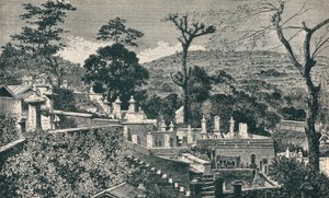 De Begraafplaatsheuvel in Nagasaki, Japan, voor de moderne uitbreiding van de stad, 1907 door Unbekannt