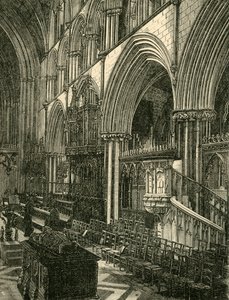 Het koor van de Worcester Cathedral, 1898