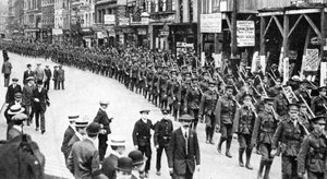 Het burgerleger van territorials, Strand, Londen, Eerste Wereldoorlog, 1914