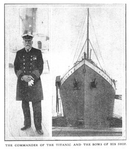 De commandant van de Titanic en de boeg van zijn schip, 20 april 1912 door Unbekannt