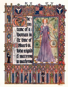 Het kostuum van een vrouw in het bewind van Edward III door Unbekannt