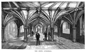 De crypte, Guildhall, City of London, 1886