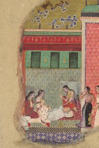 De dood van koning Dasharatha, de vader van Rama, Folio uit een Ramayana, ca. 1605 door Unbekannt
