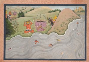 De Demon Marichi Probeert Ravana te Weerhouden... uit een verspreide Ramayana serie door Unbekannt