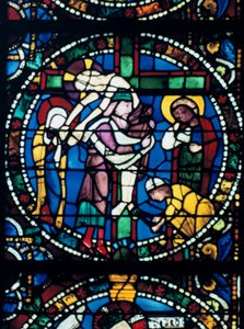 De Kruisafneming, glas-in-lood, Kathedraal van Chartres, Frankrijk door Unbekannt