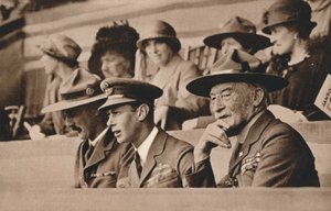 De hertog van York later koning George VI met Lord Baden-Powell op een jamboree, Wembley door Unbekannt