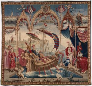 De Keizer zeilt, uit Het Verhaal van de Keizer van China, Beauvais, 1716-1722 door Unbekannt