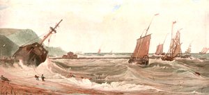 De ingang van de haven van Boulogne, c1900 door Unbekannt