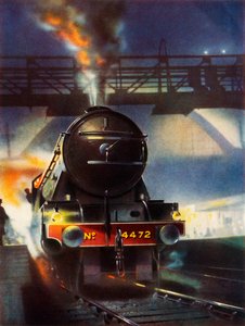 De Flying Scotsman, beroemde locomotief nr. 4472, vertrekt van Kings Cross, 1935