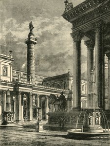 Het Forum en de Zuil van Trajanus restauratie, 1890 door Unbekannt