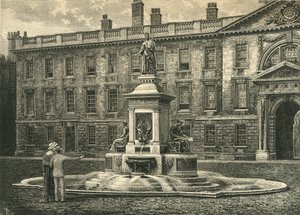 De fontein, Kings College, Cambridge, eind 19e eeuw