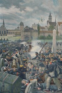 Het Franse leger verlaat Leipzig, 1813, 1896 door Unbekannt