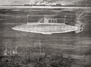 De Franse marineonderzeeër Gustave Zédé, gelanceerd in 1900