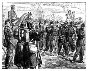 De Franse troepen verlaten Metz, ca. 1870 door Unbekannt