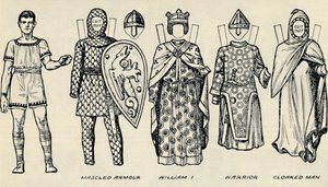 De galerij van Britse kostuums: De kleding die mensen droegen in de Normandische tijd, ca. 1934 door Unbekannt
