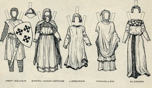 De galerij van Britse kostuums: Soorten kleding in vroege Plantagenettijd, ca. 1934 door Unbekannt
