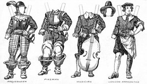 De galerij van historische kostuums: Enkele jurken van Cavaliers en Roundheads, c1934 door Unbekannt
