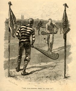 De doelman probeert het te stoppen, 1881 door Unbekannt
