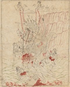 De godin Durga die de buffeldemon doodt, Mahisha Mahishasura Mardini, ca. 1760 door Unbekannt