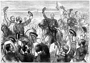 De Groothertog Nicholas kondigt het vredesverdrag aan, San Stefano, Turkije, 19e eeuw