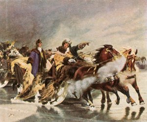De Grote Keurvorst steekt de Koerse Schoorwal over, januari 1679, 1936 door Unbekannt