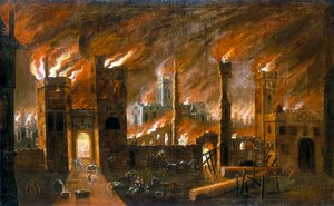 De Grote Brand van Londen, 1666, ca. 1675 door Unbekannt