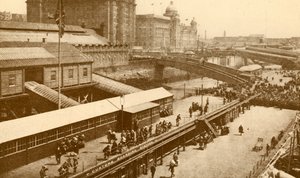De grote drijvende aanlegsteiger in Liverpool, ca. 1930 door Unbekannt