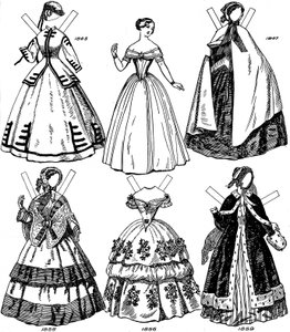 De Grote Galerij van Britse Kostuums: Enkele Vrouwenmode van 1843 tot 1893, c1934