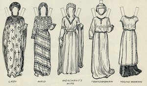 De Grote Galerij van Britse Kostuums: Diverse Kleding Gedragen in de Normandische Tijd door Unbekannt