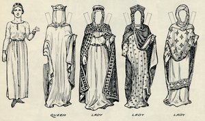 De Grote Galerij van Britse Kostuums: Diverse jurken gedragen in Normandische tijden, ca. 1934 door Unbekannt