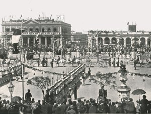 Het Grote Plein op een feestdag, Montevideo, Uruguay door Unbekannt