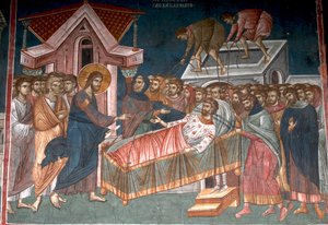 De genezing van de verlamde in Kafarnaüm, ca. 1350