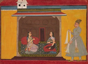 De heldin die trouw wordt bemind: Blad uit een Rasamanjari, ca. 1710 door Unbekannt