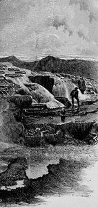 De warmwaterbronnen bij Gardiners River, 1883 door Unbekannt