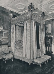 De slaapkamer van de koning in Knole. Bed gemaakt voor James I, 1928