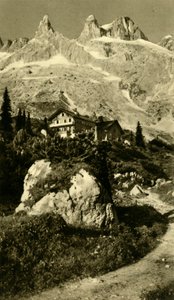 De Lindauer Hütte aan de voet van de Drei Türme, Oostenrijk, ca. 1935