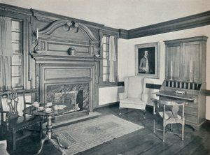 De woonkamer van het Francis Corbin Huis, in Edenton, gebouwd in 1758 door Unbekannt