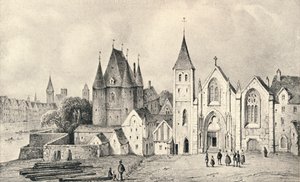 Het Huis van de Luitenant en de Kerk van St. Landry in 1540, 1915 door Unbekannt