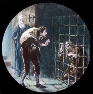 De man in de kooi, c1910 door Unbekannt