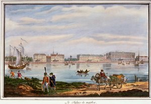 Het Marmeren Paleis en de Neva-kade, St. Petersburg, Rusland, 1822 door Unbekannt