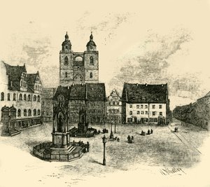 Het Marktplein, Wittenberg, 1890 door Unbekannt