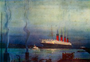 De Mauretania in Cherbourg door Unbekannt
