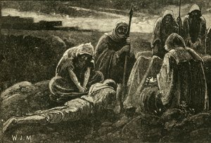 De mannen van Jabesh rouwen bij het graf van Saul en Jonathan, 1890 door Unbekannt