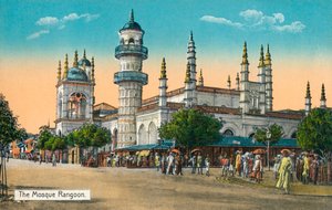 De moskee Rangoon, ca. 1888 door Unbekannt